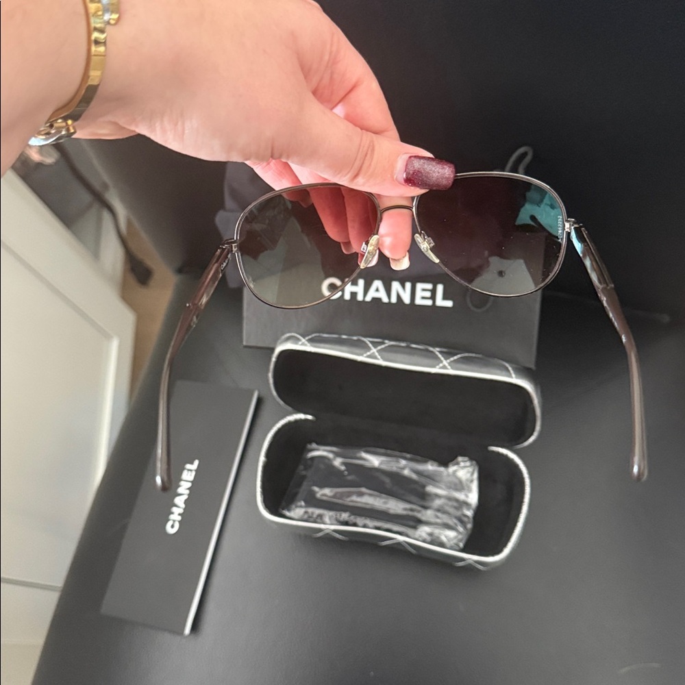 CHANEL Dark Brown Aviator Sunglasses - Picture 10 of 16
